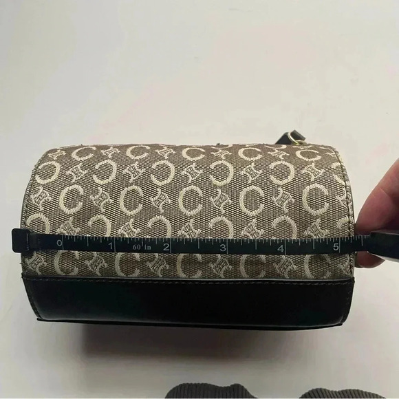 CELINE C Macadam Cosmetics Round Pouch  Canvas Khaki/Gold Hardware MC 00/2 - Picture 9 of 10